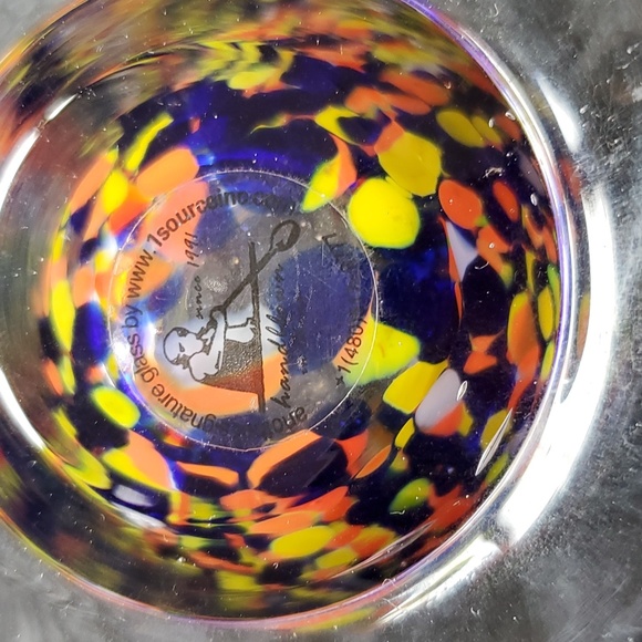 One Source Handmade Hand Blown Confetti  Glass Drinkware Six" Tall  Blue Orange - Picture 8 of 16
